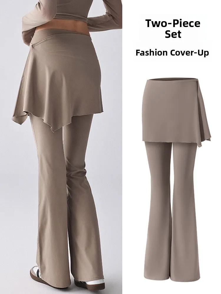 

Цельные штаны для йоги Fitn, спортивные женские летние весенние брюки для пилатеса, новые длинные брюки с высокой талией, прикрывающая юбка