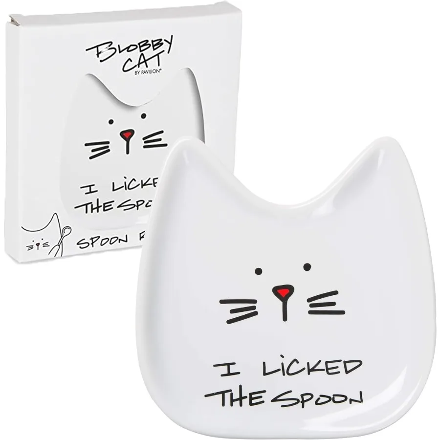 

Blobby Cat Cat Spoon Rest"I Licked the Spoon" 5" White