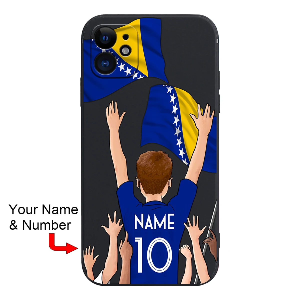 Bosnia and Herzegovina Flag Football Soccer Jersey Cover Case for iPhone 15 14 Pro Max 13 12 11 Mini X XS XR 7 8 6S Plus SE