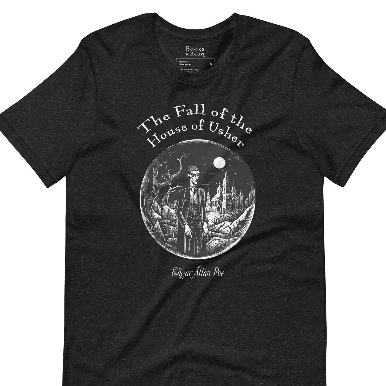 The Fall of House Usher T Shirt Edgar Allan Poe Classics Literary  vintage Washed Versatile Unisex Top For Everyday Wear