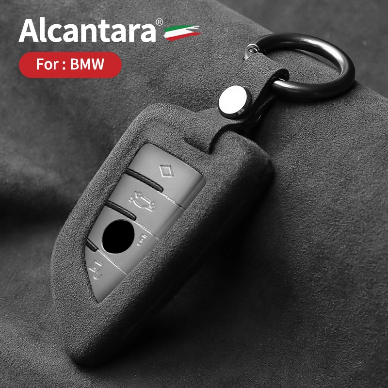 

Alcantara Car Key Case Cover For BMW X1 X3 X5 X6 Series 1 2 3 5 7 F15 F16 F20 F22 F30 F32 G30 Keychain Accessories