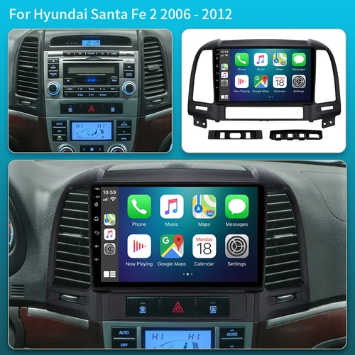 Imagen 2 del producto Android 16 Carplay Auto Radio del coche para Hyundai Santa Fe 2 2006 2007 2008 2009 2010 2011 2012 reproductor Multimedia estéreo DSP