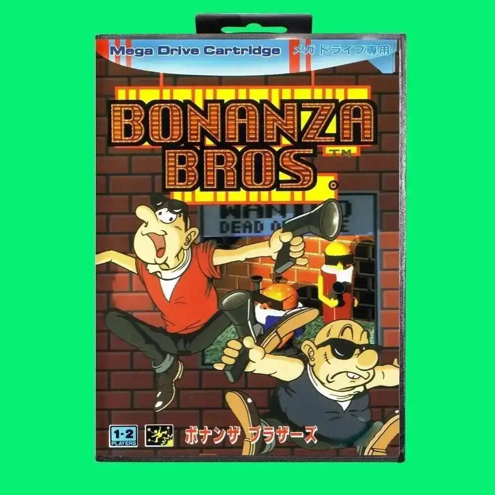 Kartrid Game Bonanza Bros Kartu Game MD 16bit dengan Kotak Ritel Sampul JP untuk Sega Mega Drive