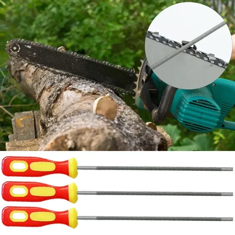 3Pcs Round High Carbon Steel Sharpening Chainsaw Saw Chain Files Sharpener for Woodworking Chainsaw Tool 4/4.8/mm