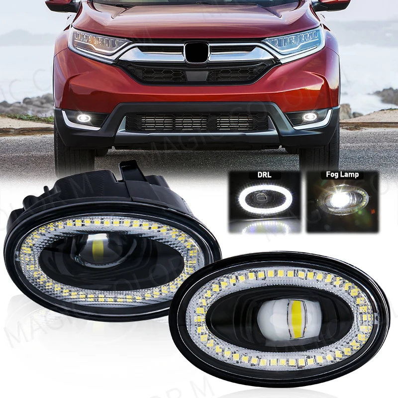 

Front Fog Lamps Assembly For Honda CR-V CRV 2017 2018 DRL Daytime Running Lights White LED 2in1 Waterproof 12V Auto Accessories