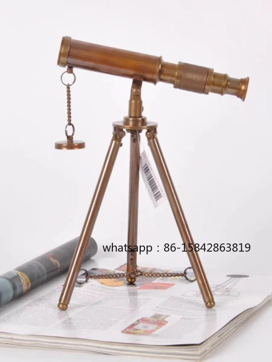 American Vintage Brass Binoculars, Exquisite Craft Ornament, Practical Display Prop for Home, Showroom & Desktop Decoration