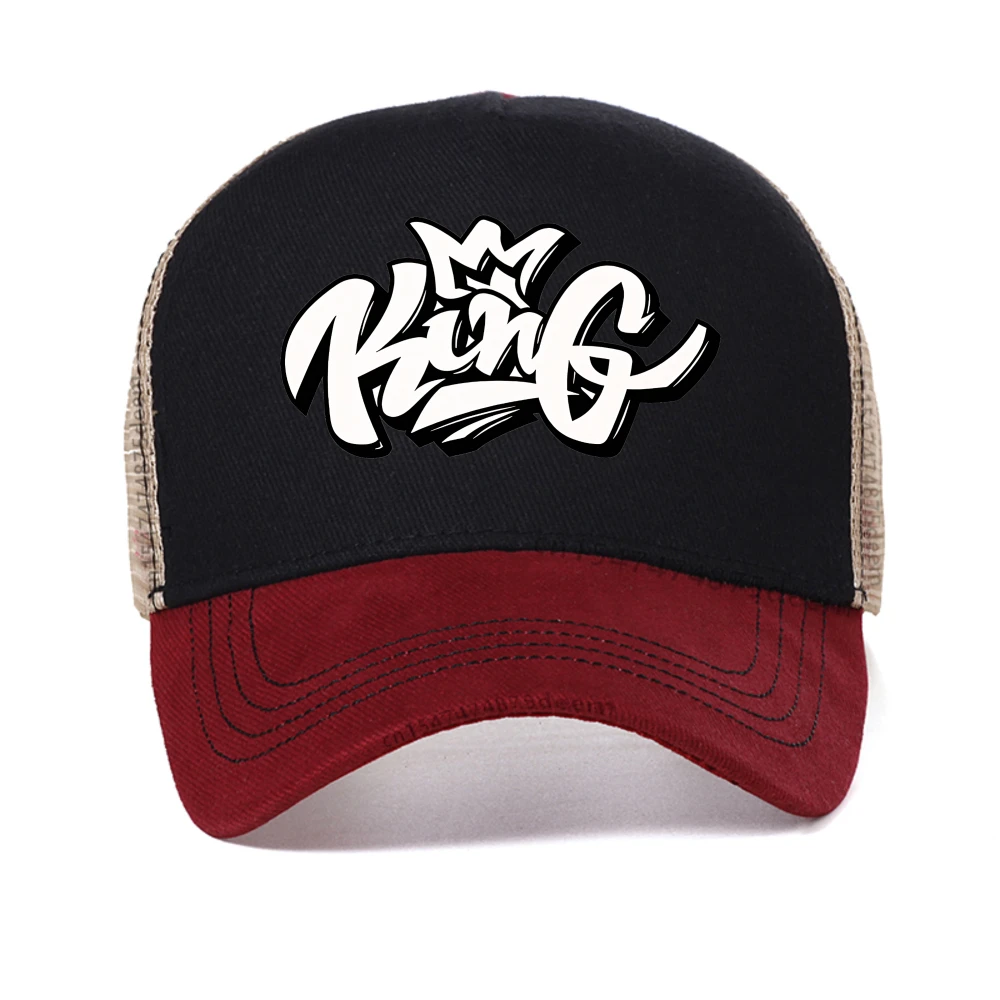 

KING print Baseball Caps Hip-hop Hats Summer Outdoor Adjustable Casual Hats Unisex Classic Outdoor mesh trucker hat visor cap