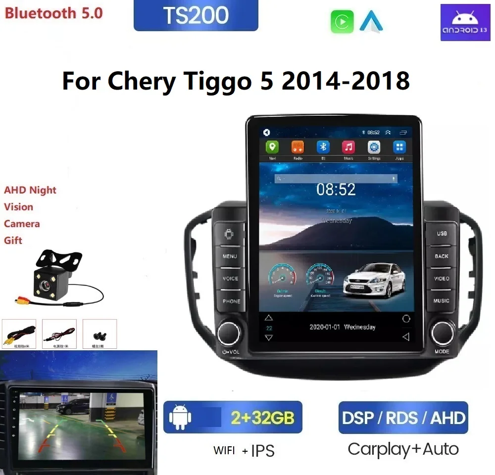 Tesla Android 13 8+128G car dvd player android car player For Chery Tiggo 5 2014-2018 Dvd Player for car android radio