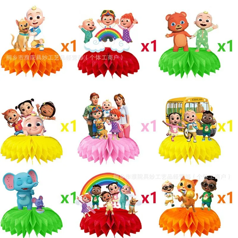 Cocomelon Honeycomb Desktop Decor 3D Double Side Paper Honeycomb Birthday Party Decoration Kids Party Supplies
