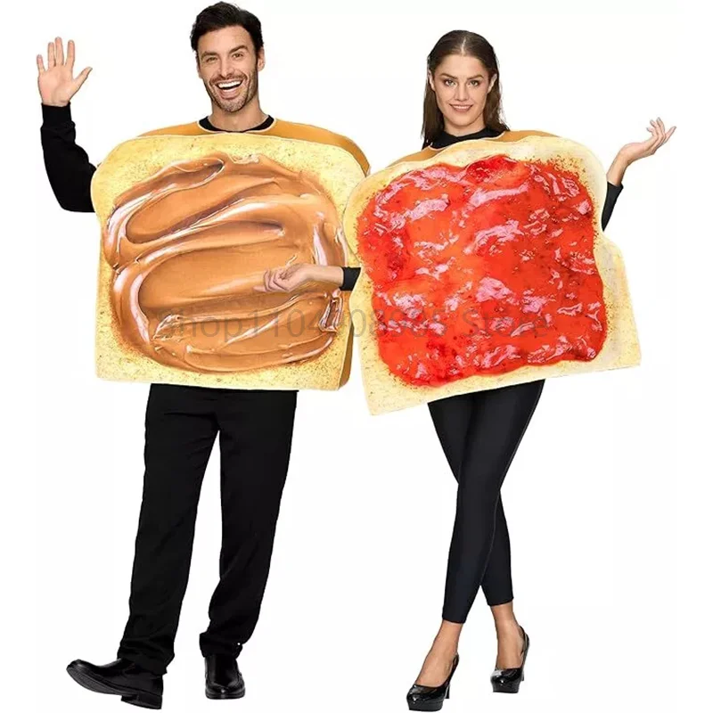 

Unisex Women Men Funny Costume Adult Peanut Butter Toast Strawberry Jam Bread Couple Performance Party Wear Festival Outfit