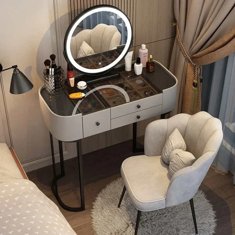 Lighting Chair Dressing Table Makeup Led Lights Storagethings Dressing Table Black Woman Organizers Modern Home Furniture