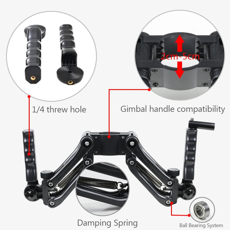 3 Axis Spring Dual Handle Gimbal Hold Arm for ZHIYUN Crane 2 DJI Ronin S MOZA AIRCROSS Smooth 4 OSMO mobile 2 AK2000 AK4000 BOB2