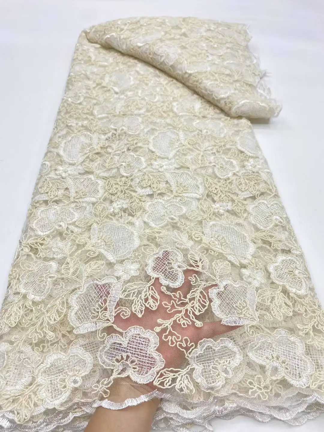 Luxury African Sequin Beaded Lace Fabric 2025 High Quality Groom Nigerian Wedding Bridal Embroidery French Tulle Sewing