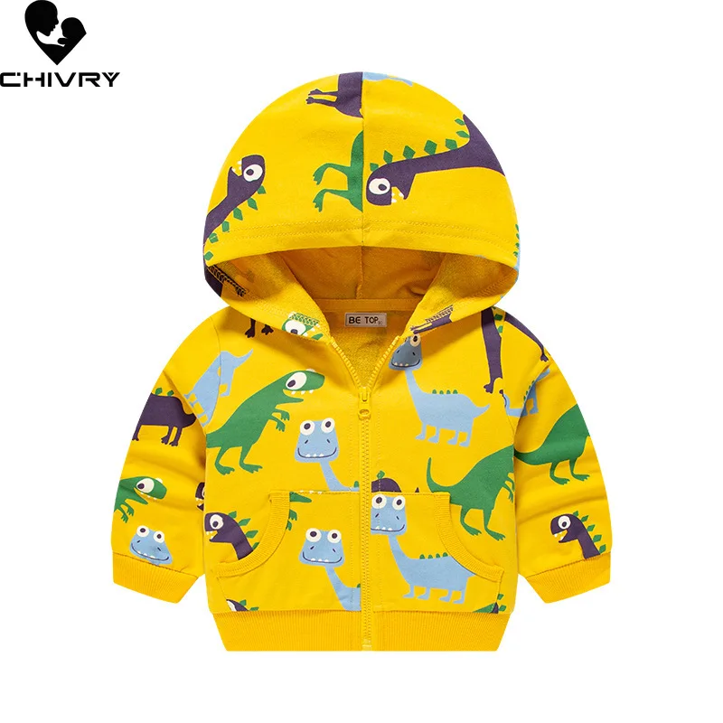 Chaqueta con capucha para bebé, abrigo de punto con cremallera de dinosaurio de dibujos animados, moda de otoño e invierno, novedad de 2023