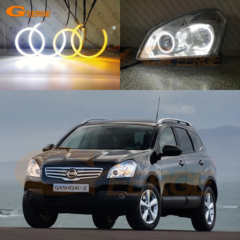 

For Nissan Qashqai J10 2007 2008 2009 2010 Ultra Bright Refit A/W Switchback Day Light Turn Signal SMD LED Angel Eyes Halo Rings