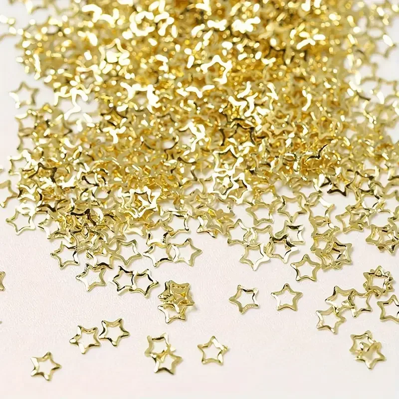 سحر الترتر مسمار معدني الذهب ، نصائح الفن مسمار 3D ل مانيكير الأعياد ، القمر ونجمة الأظافر #5