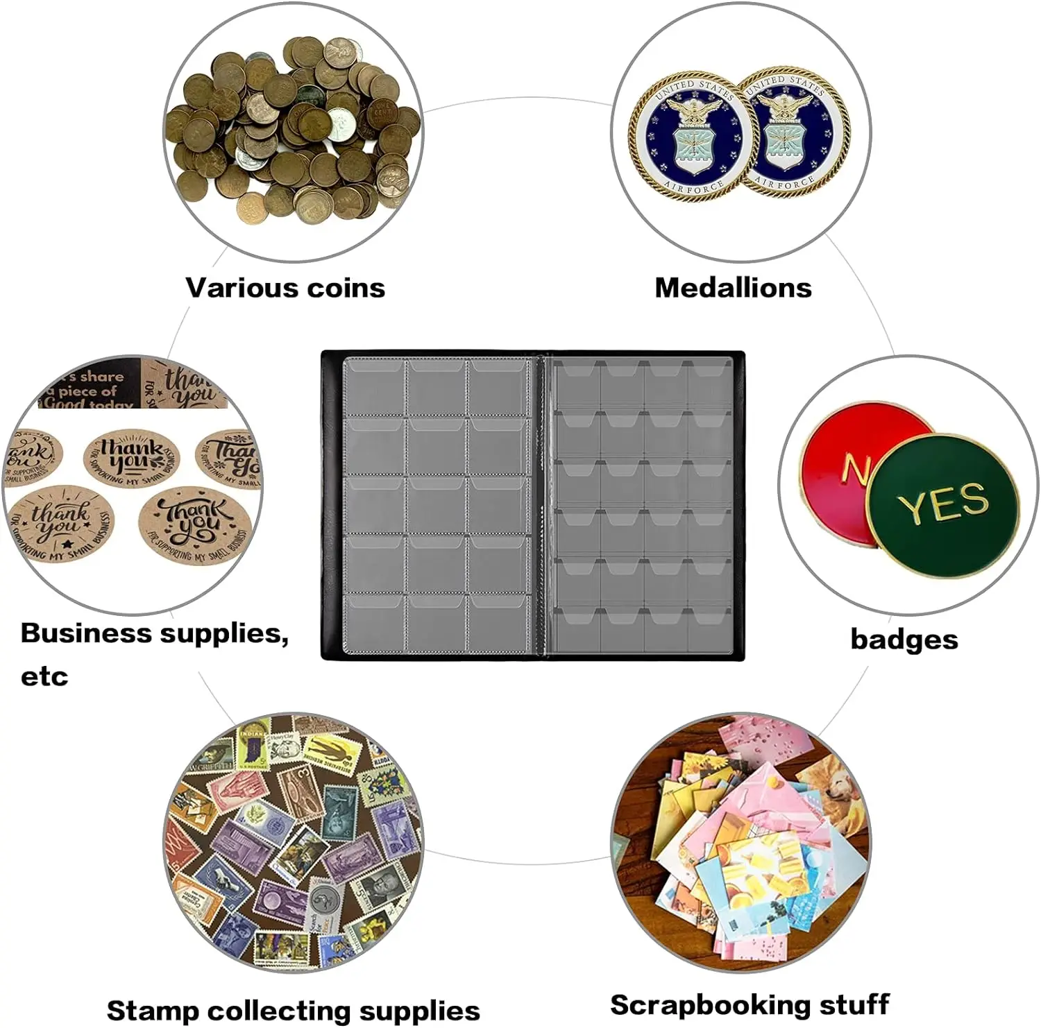 Coin Collection Book Holder Album for Collectors, 300 Pockets Coins Display Storage Case, Collecting Sleeves Organizer Box