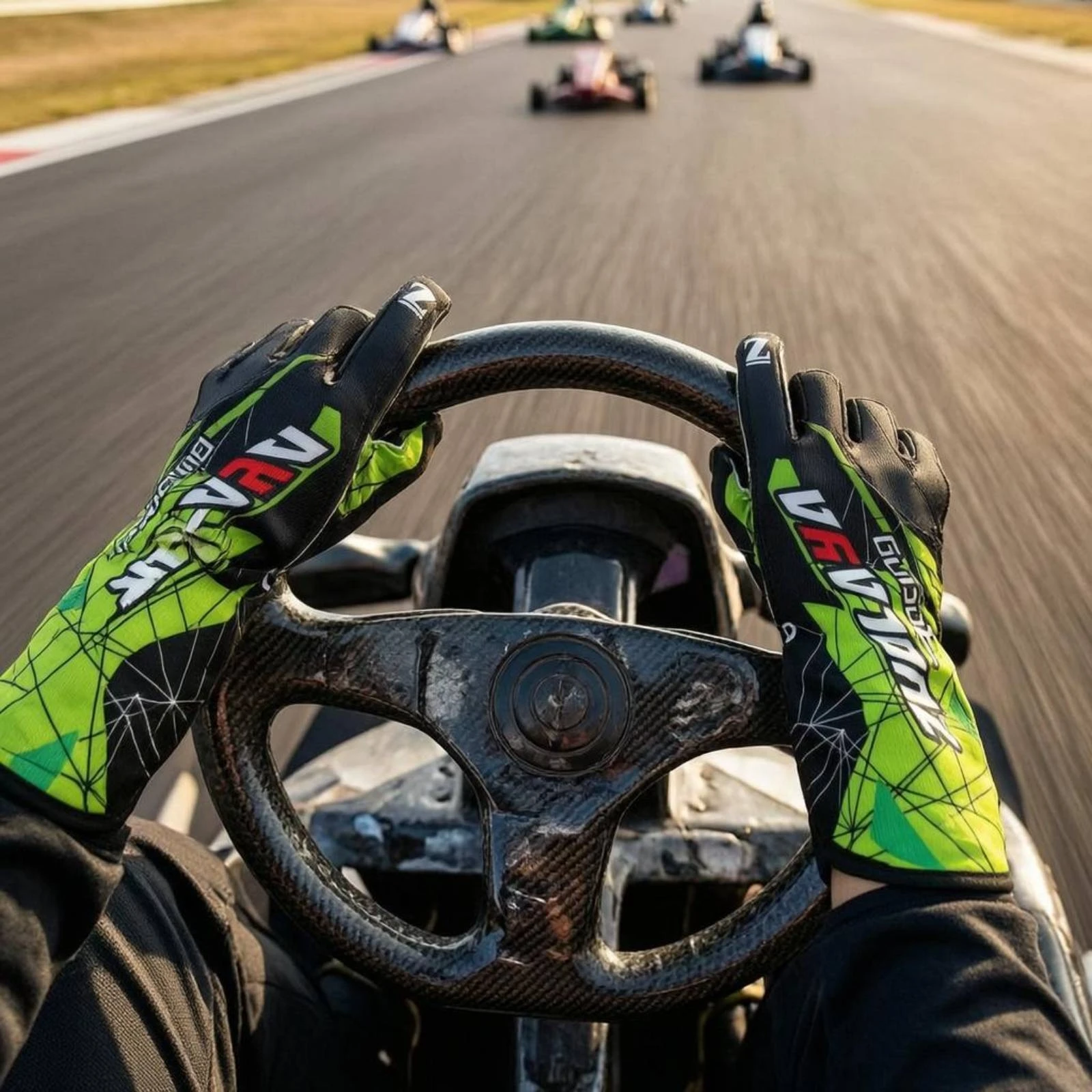 Karting Gloves Elastic Cuff Full-Finger Driving Gloves Sports Accessory Graphic Print Ergonomic Fit