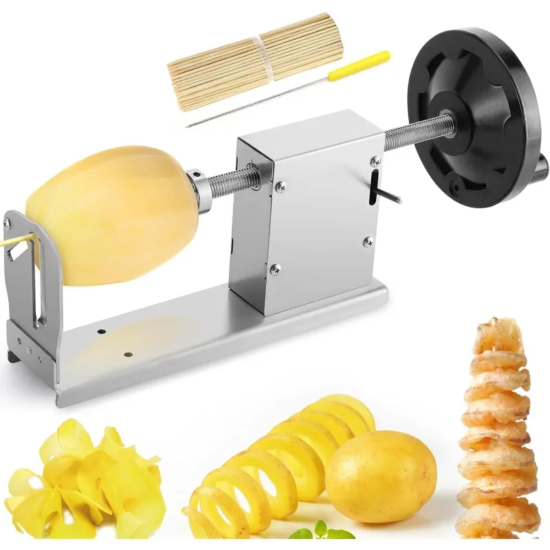 

Manual Tornado Potato Slicer Potato Spiral Cutter 3 in 1 Stainless Steel Twisted Potato Twister French Fry Chips Mak