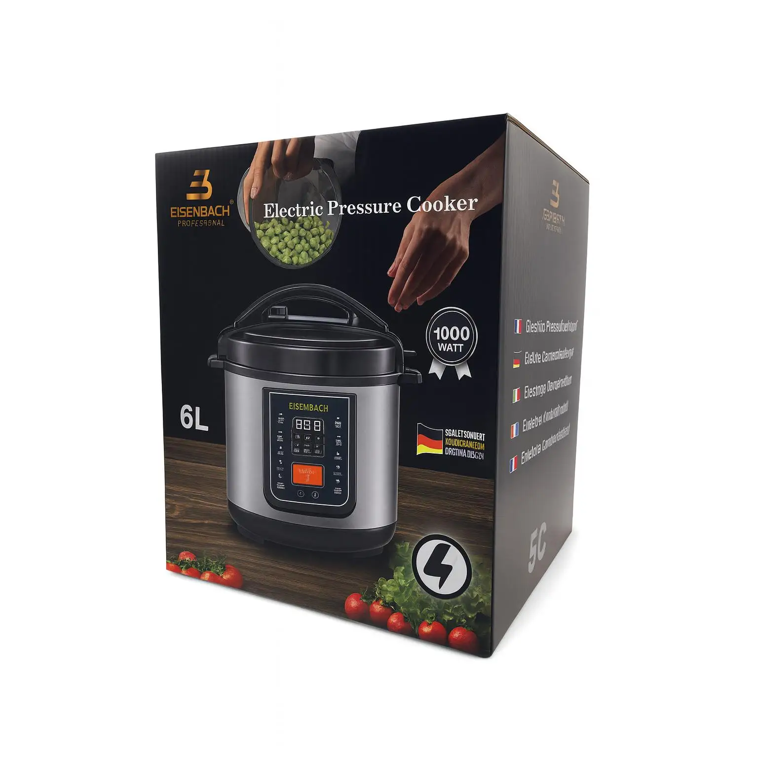 Olla a Presión Eléctrica Multifunción  – 6L 1000W, Panel LED, Temporizador de 24h y 10 Sistemas de Seguridad
