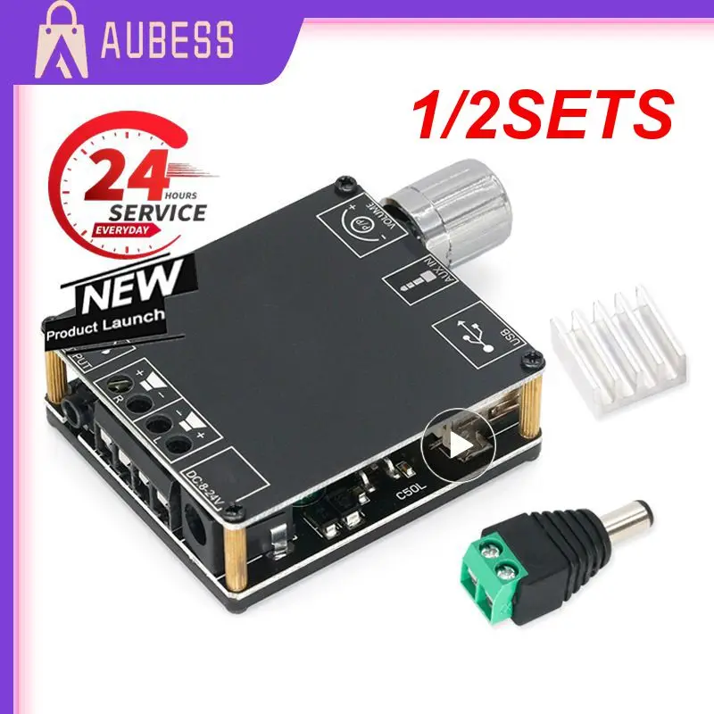 1/2SETS Bluetooth5.0 Stereo Equalizer Aux Amp Dc5-24v Usb Sound Card Two Channels Power Amplifier Hifi Sound Class D