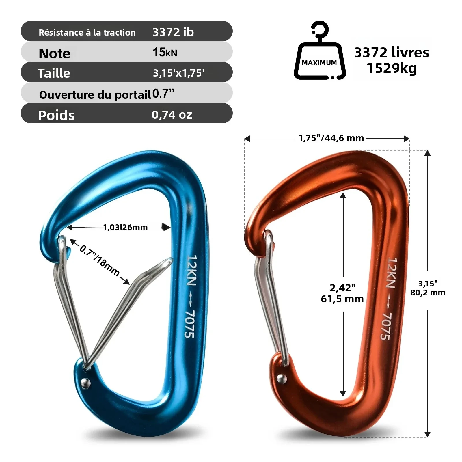 6-Piece Aluminum Carabiner Set 3