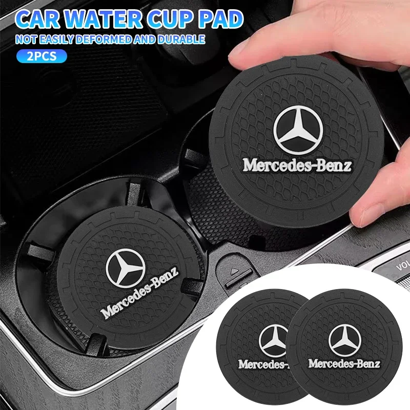 Car Anti-Slip Silicone Coaster Waterproof Water Cup Mat For Mercedes Benz E S C A B Class GLE GLS GLC CLA GLA GLK GLB W204 W205