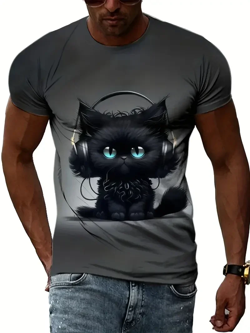 

Summer Outdoor Pullover Top Tees Sport Streetwear Oversized Clothing T-shirt for Men Cute Dog 3D Printed Crew Neck Short Sleeve