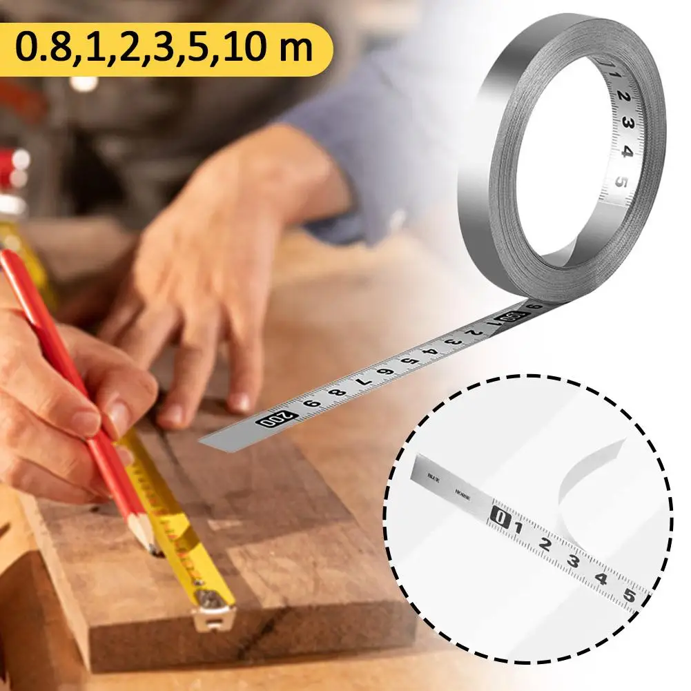 Self-Adhesive Measuring Tape Stainless Steel Workbench Ruler Adhesive Backed Tape Measure Metric Scale Rust-Proof Ruler