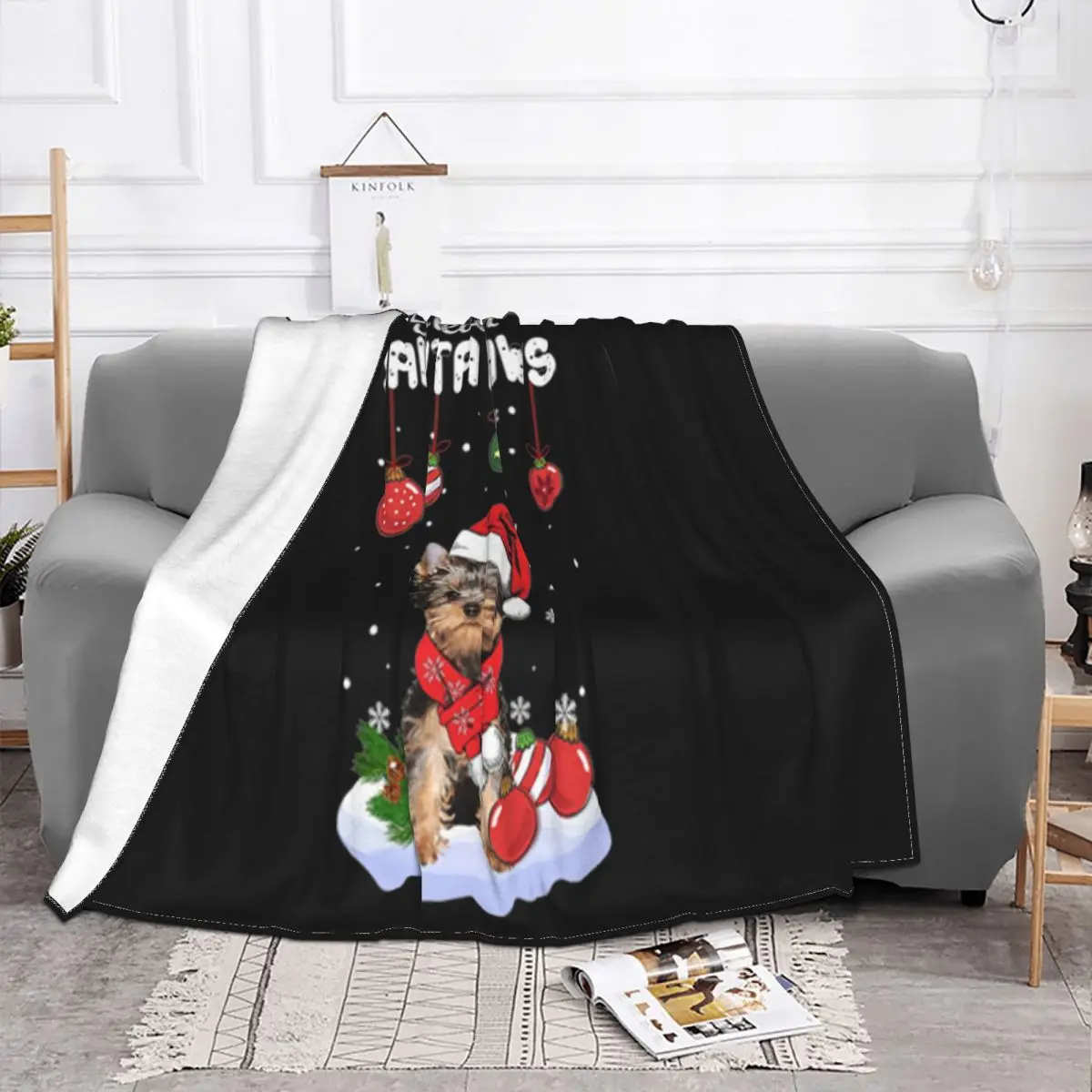 Yorkshire Terrier I Believe In Santa Paws Christmas Fresh Design Man Geek Different Rap Man Throw Blanket