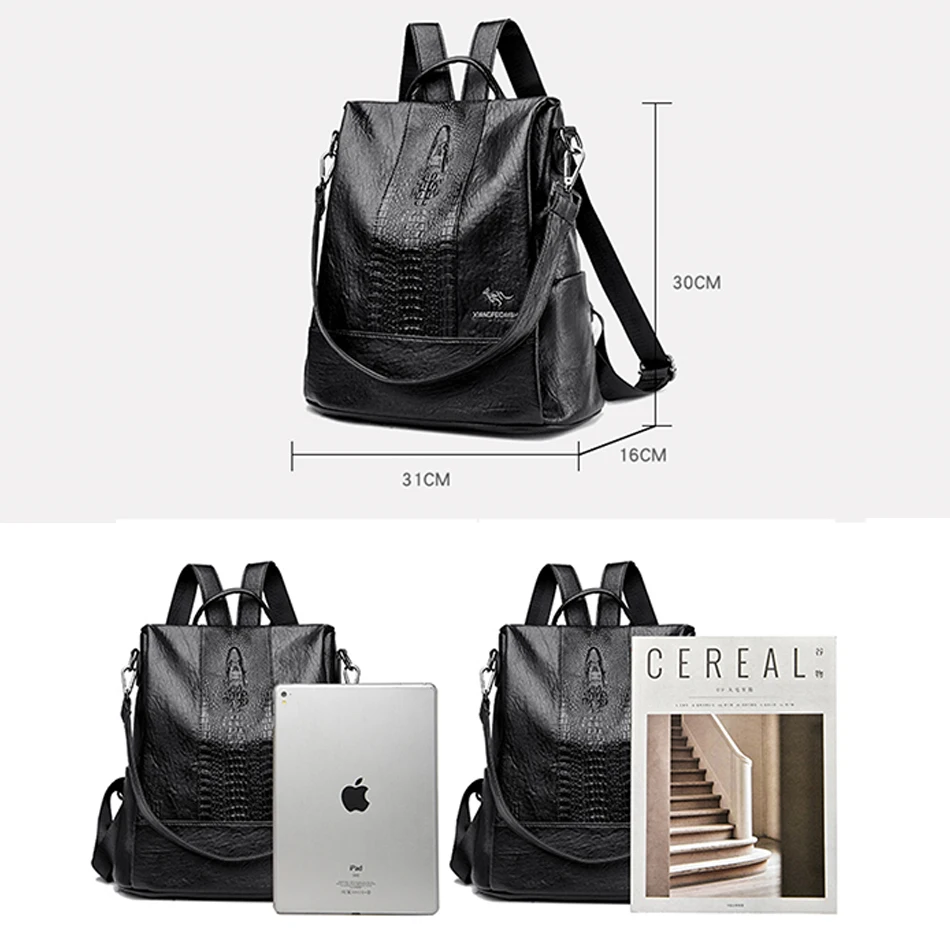 Anti-theft leather backpack women vintage shoulder bag ladies high capacity travel backpack school bags girls mochila feminina