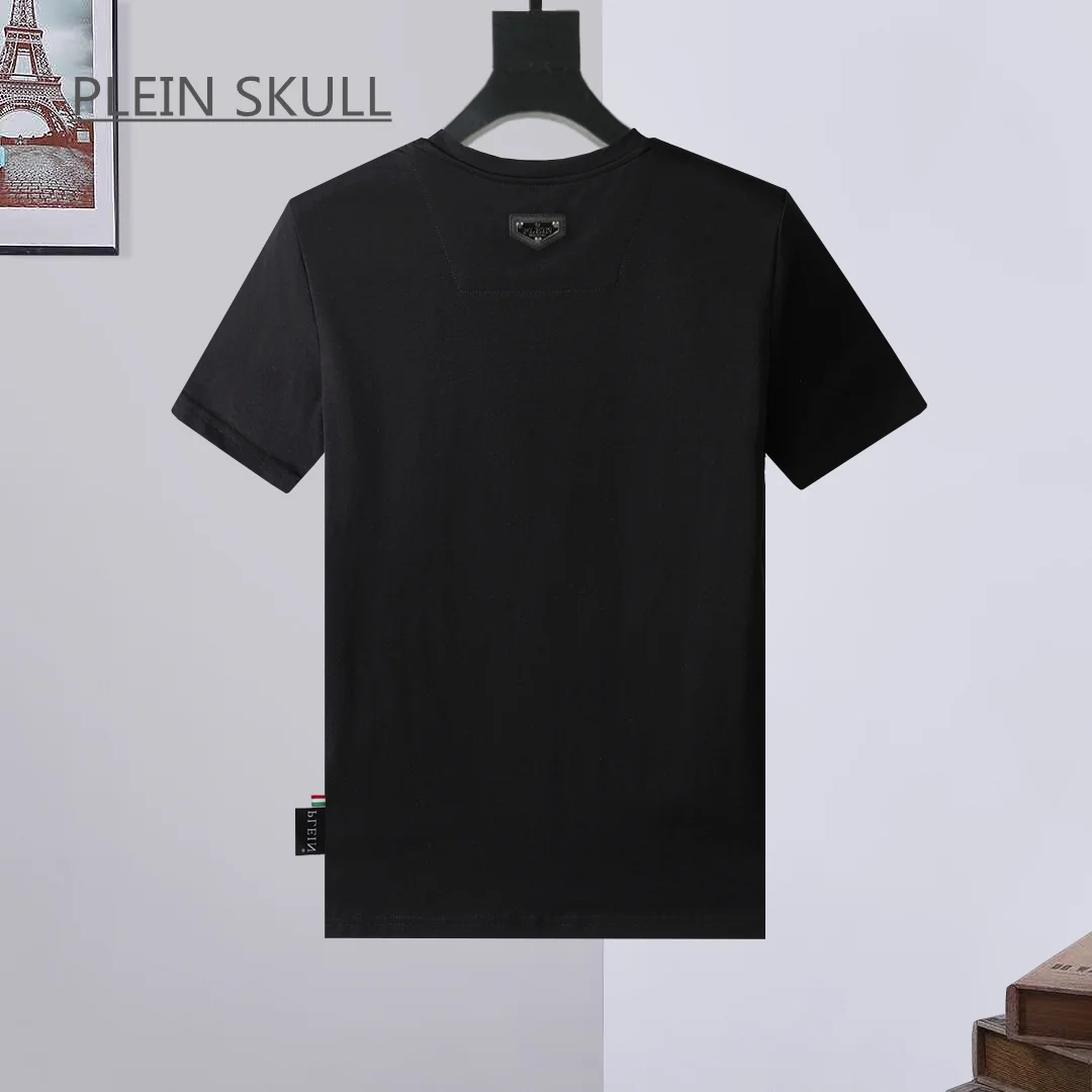 PLEIN SKULL Lightweight Men\'s T-shirt Fit Gothic Punk Party Short Sleeve Top Round Unisex Sports Retro Summer Trend Neck Tee