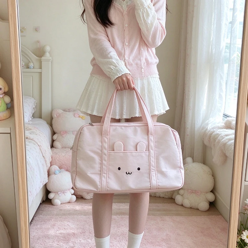 Cute Rabbit Ita Bag Sweet Clear Window Girls Shoulder Handbag Large Capacity Student School Bag Commute Anime Display Tote Purse