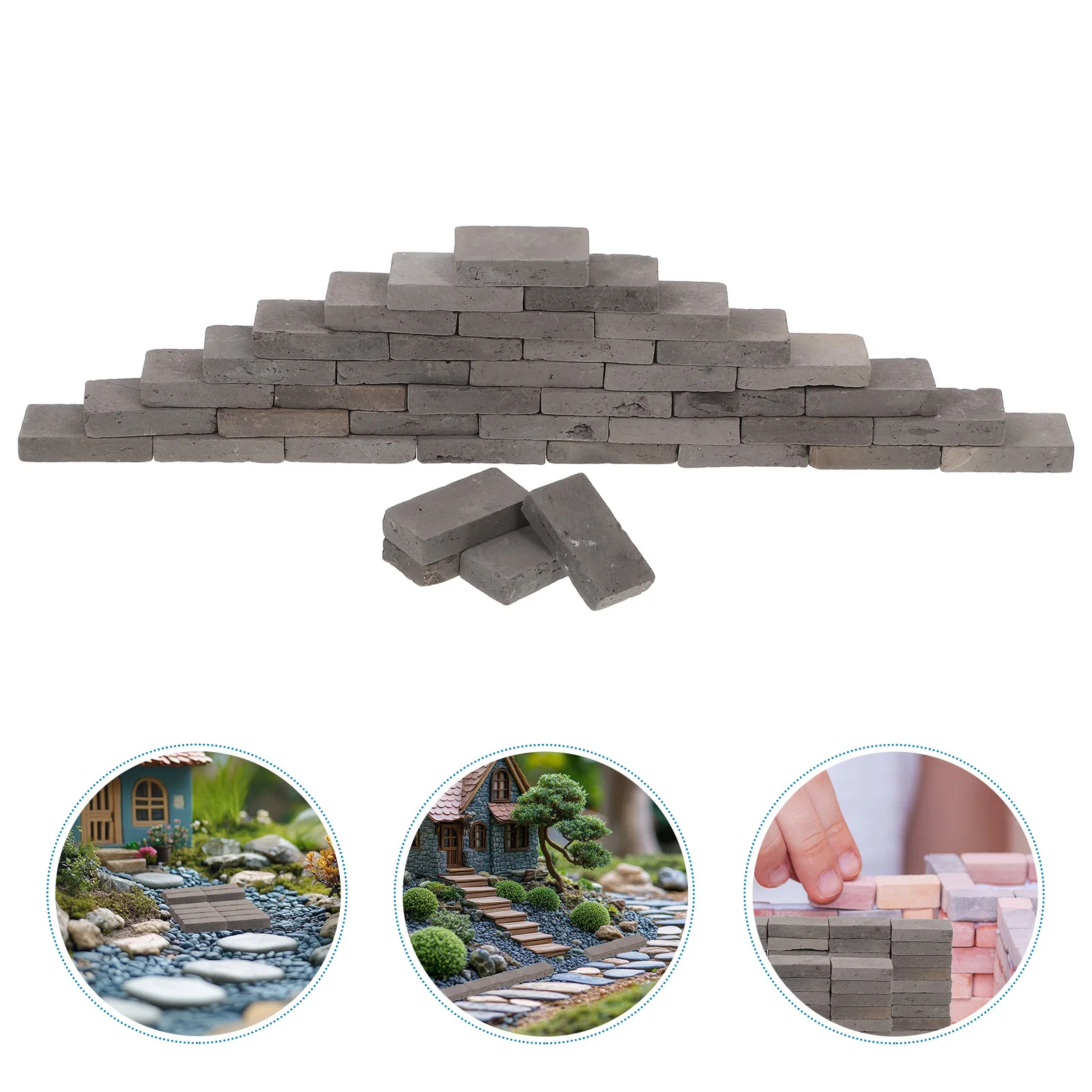 

40pcs Brick Landscape Decor Mini Grey Bricks For Turtle Tank Diy Terrarium Setup Realistic Clay Building Blocks Sand Table