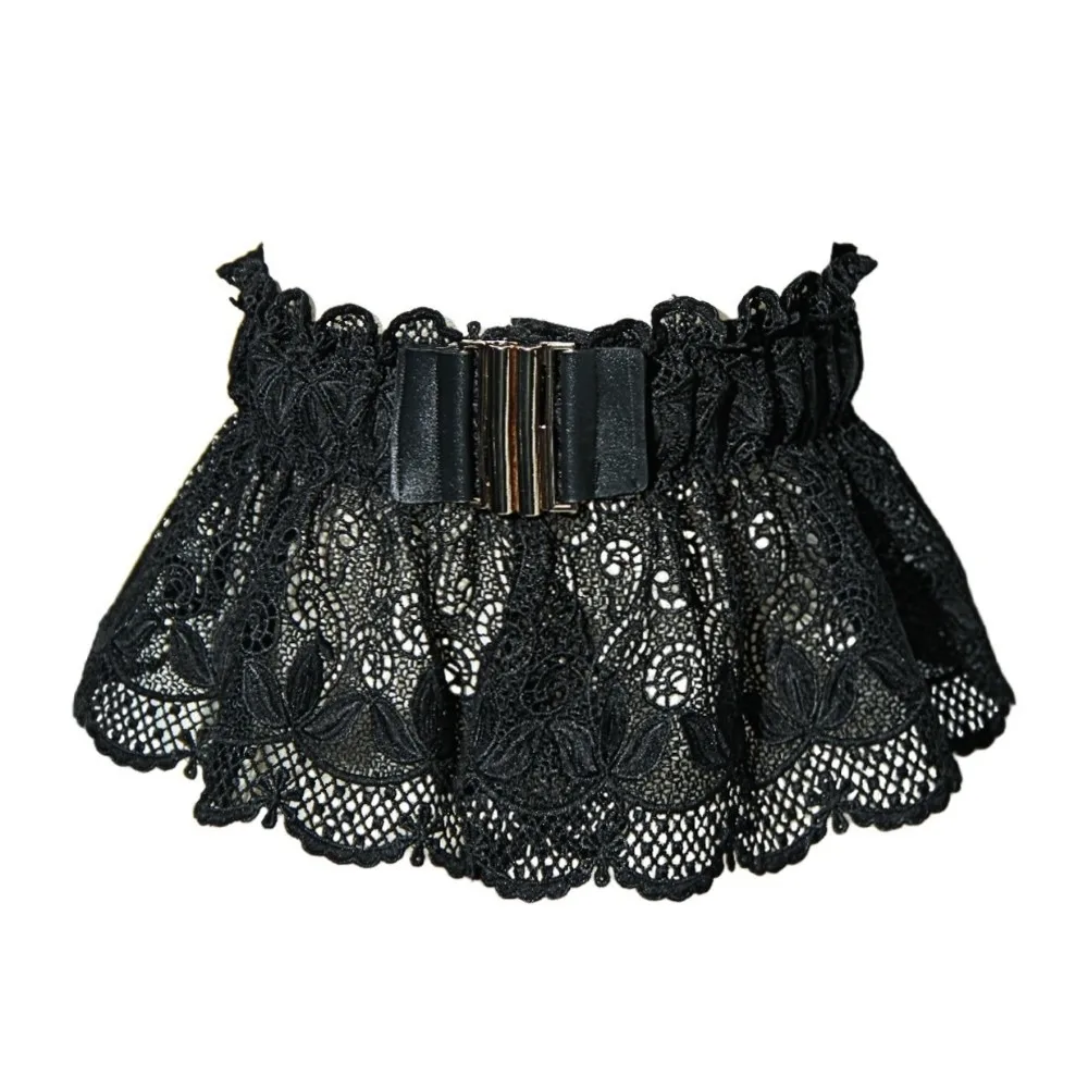 

Shirt Accessories Solid Color Lace Cummerbunds Hollow Tie Rope Corset Belt Black Elastic Wide Waist Corset Girl