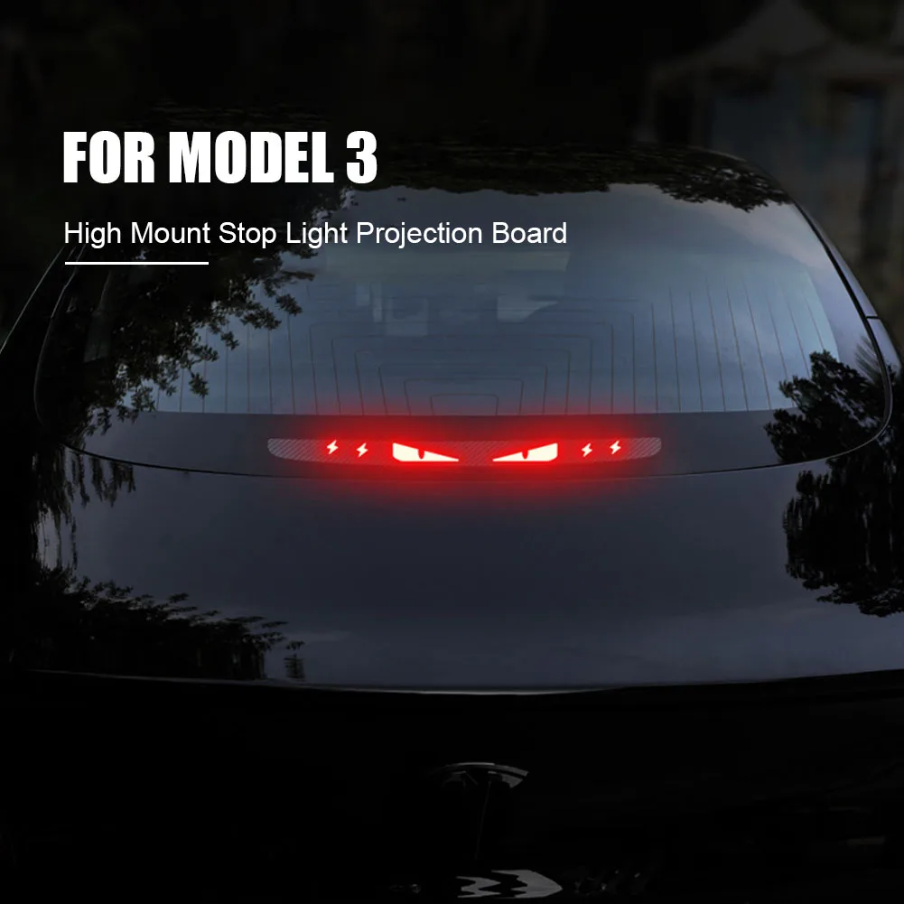 For Tesla Model 3 Model Y High Mount Brake Light Projection Board PVC Soft Board Stop Light Patch Easy Installation Accessories