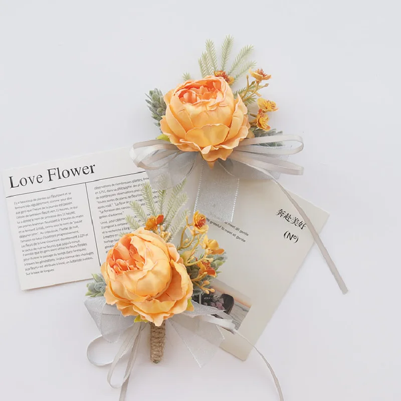 2414 Hochzeit liefert Hochzeit Simulation Blumen Geschäfts feier Eröffnung Gäste Büste Blumen Hand Blumen orange gelb