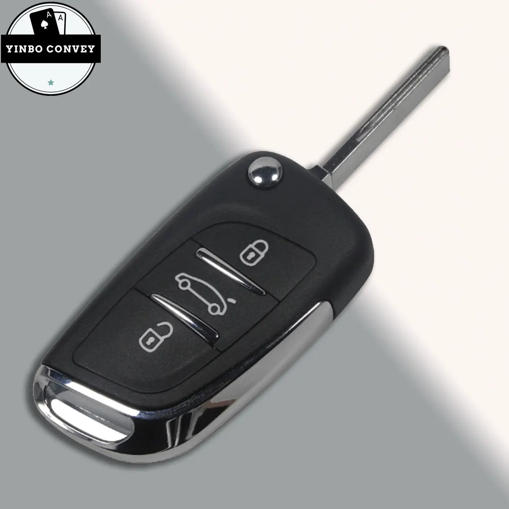 YINBO- 2/3Buttons Modified Remote Car Key Shell For Peugeot 107 207 307 307S 308 407 607 Citroen C2 C3 C4 Fob VA2/HU83 Ce0523