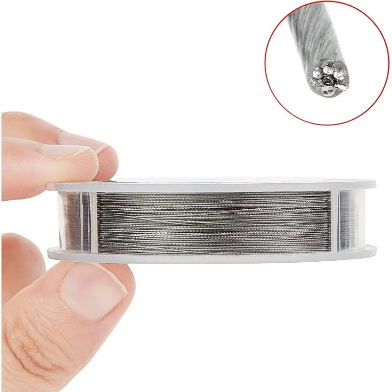7 Strands 260FT 0.38MM Stainless Steel Bead String Wire Tarnish Resistant Steel Wire for Necklace Bracelet Making