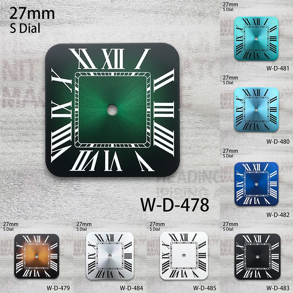 

27mm S Logo Square Rome Dial Suitable For NH35/NH36 Movement Watch Accessories Customized Logo