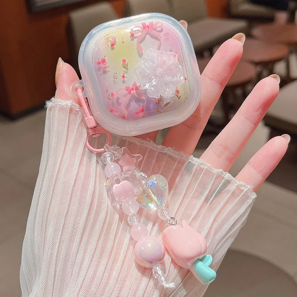 Star Fish Flower Transparent Earphone Case For Redmi Buds 5 6s 6 Pro 7s Soft TPU Cover For Xiaomi Air 3 4 SE with Keychain