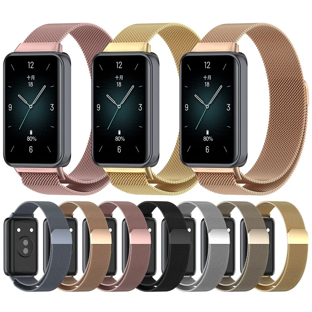 استبدال سوار ساعة حلقي ميلاني ، حزام معدني لسوار ذكي من الفولاذ المقاوم للصدأ ، سوار ذكي ، ملحقات كوريا