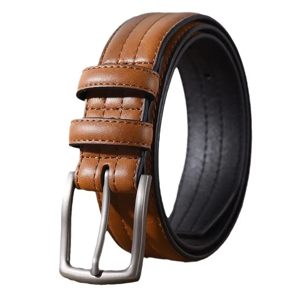 حزام جلد صناعي بتصميم فاخر للرجال ، حزام خصر متعدد الاستخدامات ، علامة تجارية عصرية ، عمل ، غير رسمي