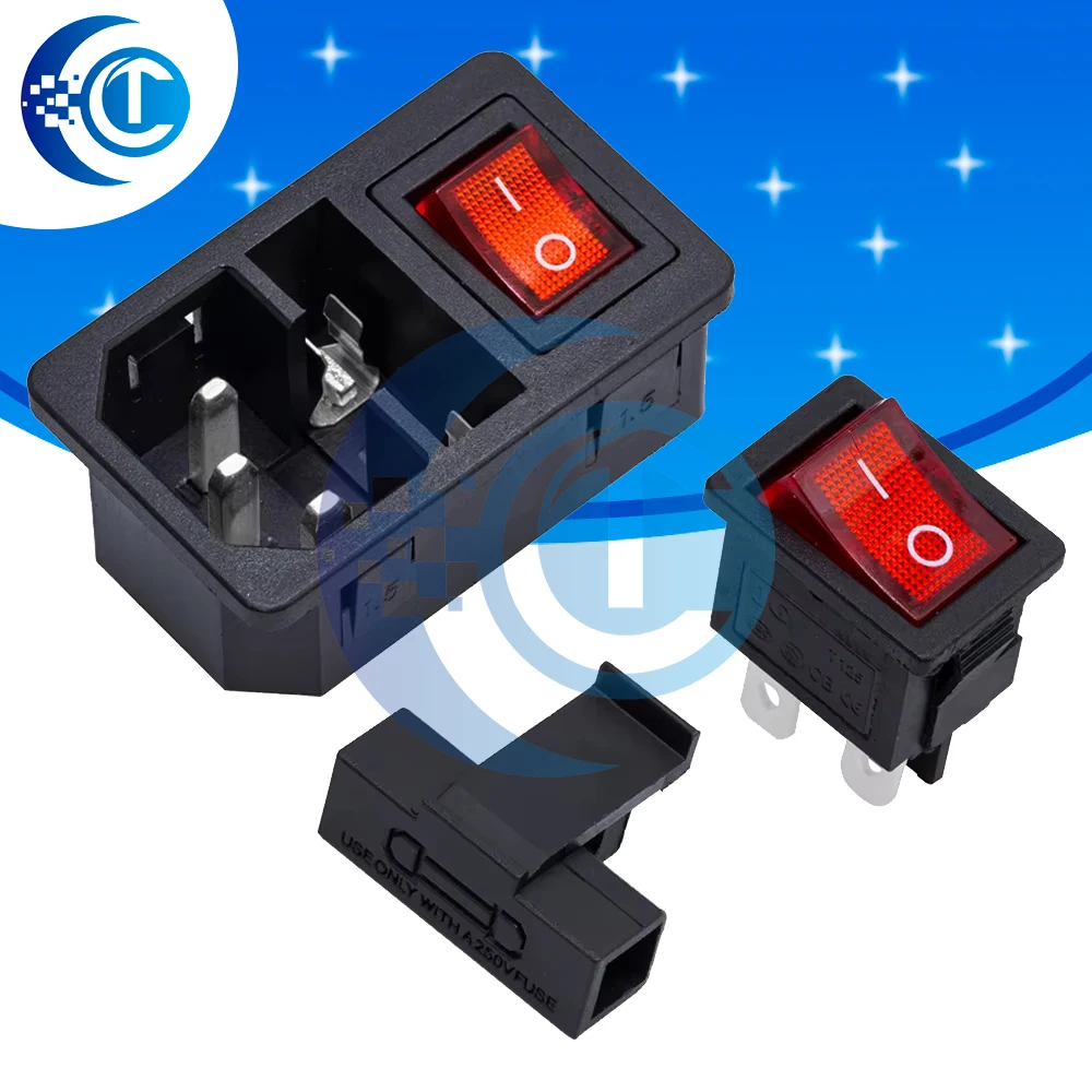 AC-01 Triplex Embedded 3-Hole Power Socket Indicator Switch Fuse Protection 1Pcs