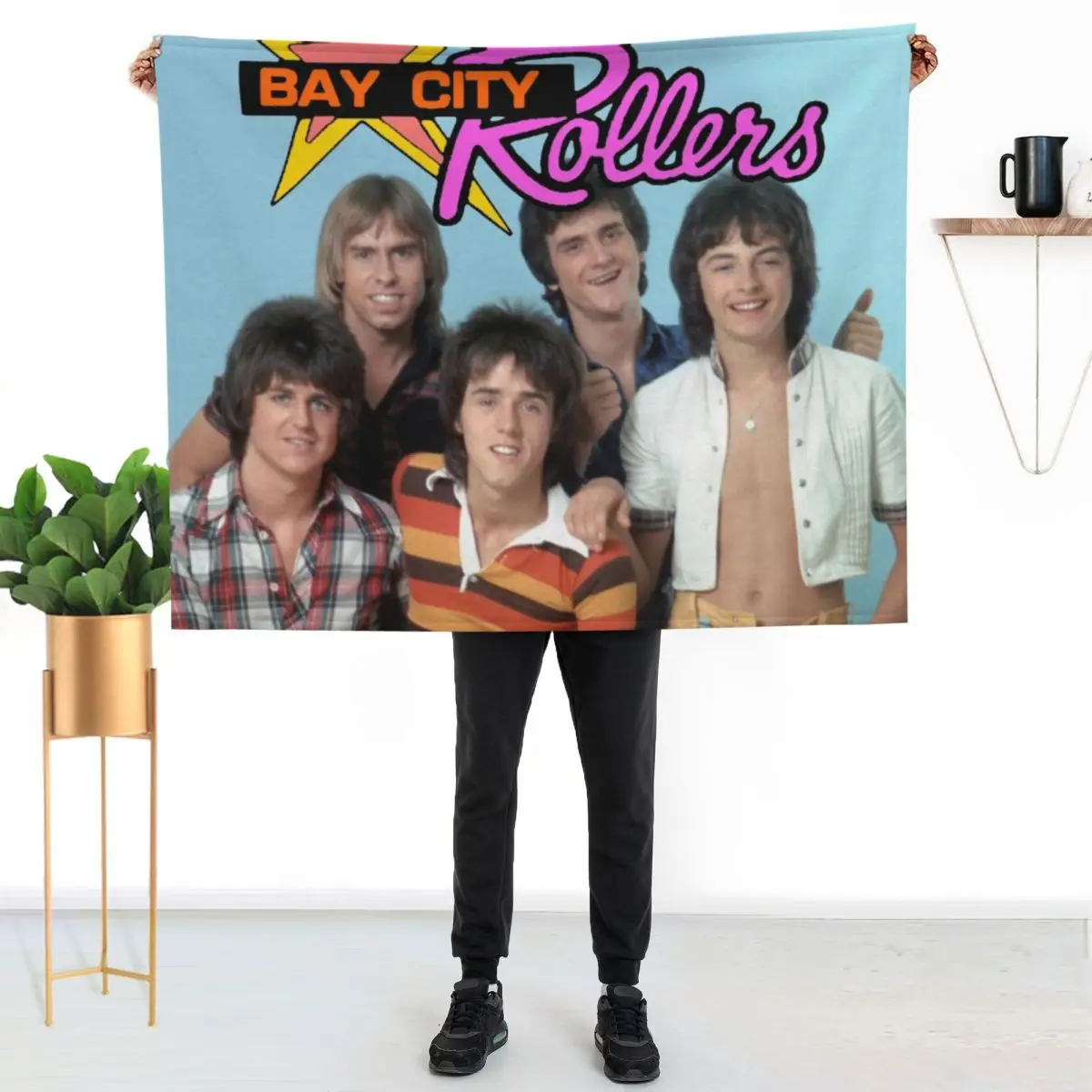 Bay City Rollers: Star Power Throw Blanket Bed covers Camping Flannel Nap Decoratives Blankets