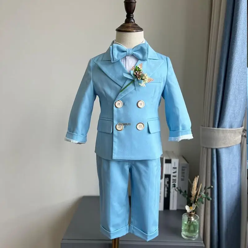 

Children Formal Green Wedding Dress Newborn Baby Boys 1 Year Birthday Suit Kids Party Dance Photograph Suit Performance Costume