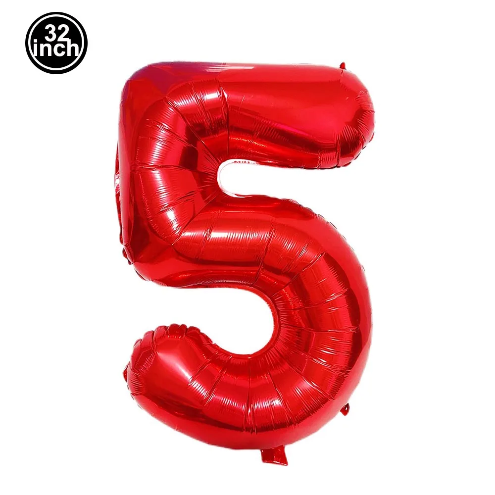بالونات أرقام مقاس 32 بوصة باللون الأزرق والأحمر 0-9 أرقام لحفلات أعياد ميلاد الأطفال ومستلزمات تزيين الحمام بالونات رقمية