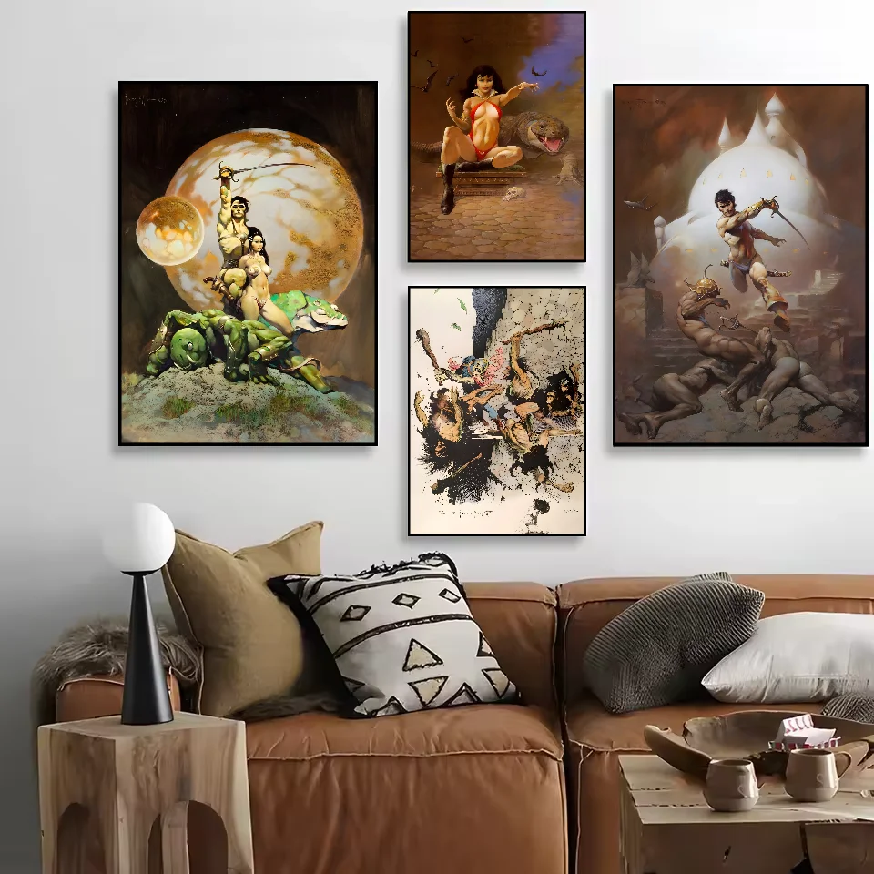 ملصق فني من فرانك فرازيتا عالي الدقة على الحائط اللاصق المقاوم للماء وغرفة المعيشة المنزلية وغرفة النوم والديكور الجمالي