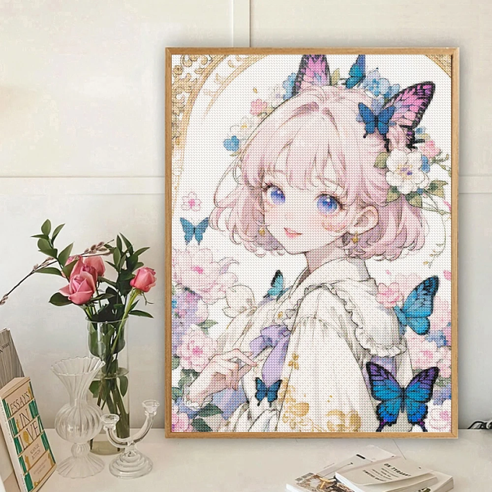 5D Diamond Painting  Anime Girl DIY Cartoon Cross Stitch Full Square Round Diamond Mosaic Embroidery Art Home Decoration Gift