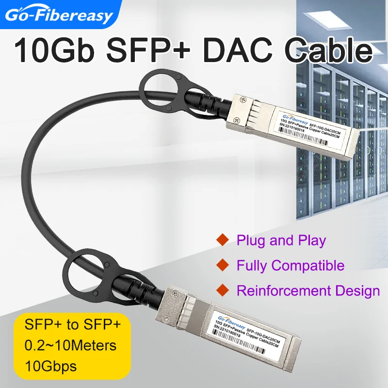 Kabel 10G/1G SFP DAC 20 cm, 0,5 m, 1 m, 2 m, 3 m pasywne, bezpośrednie mocowanie miedziane kable DAC Twinax SFP + do mikroTik, TP-Link, przełącznik sieciowy